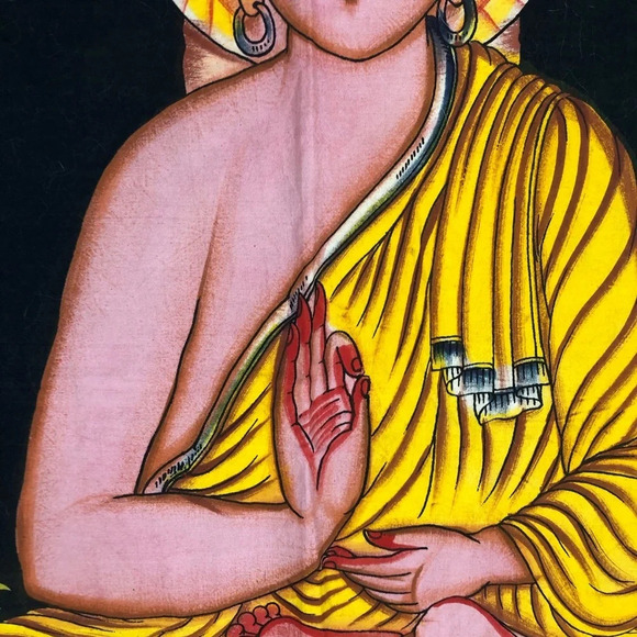 Tapestry Buddha Yoga raw edge 33 x 45 zen wall hanging - Picture 3 of 4